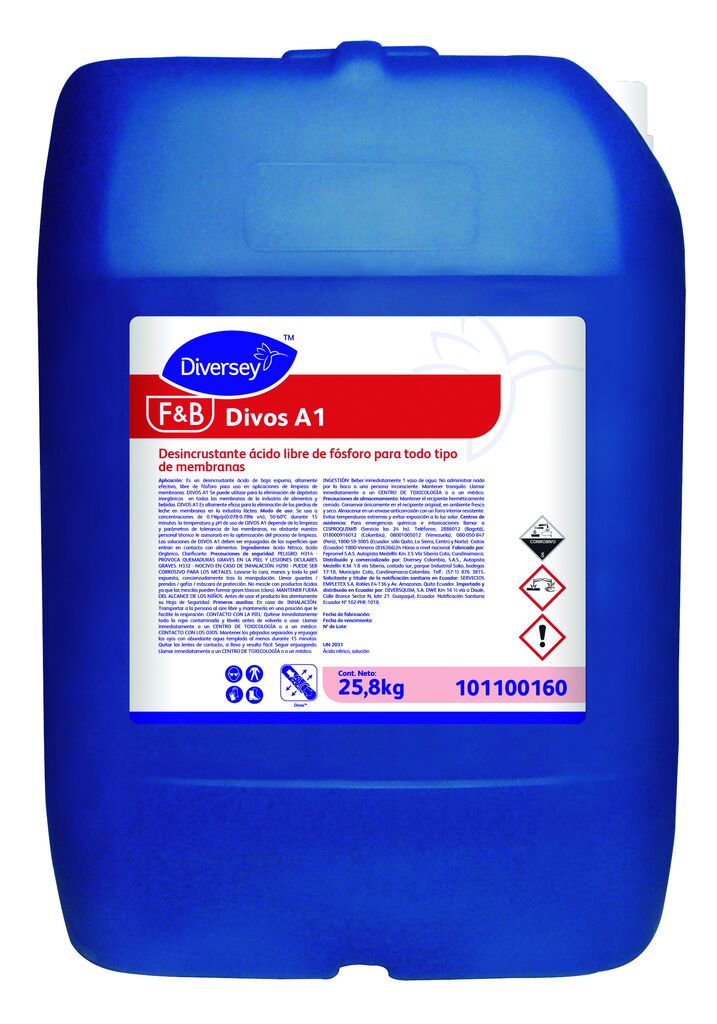 DIVOS A1 25.8kg - Desincrustante ácido libre de fósforo para todo tipo de membranas